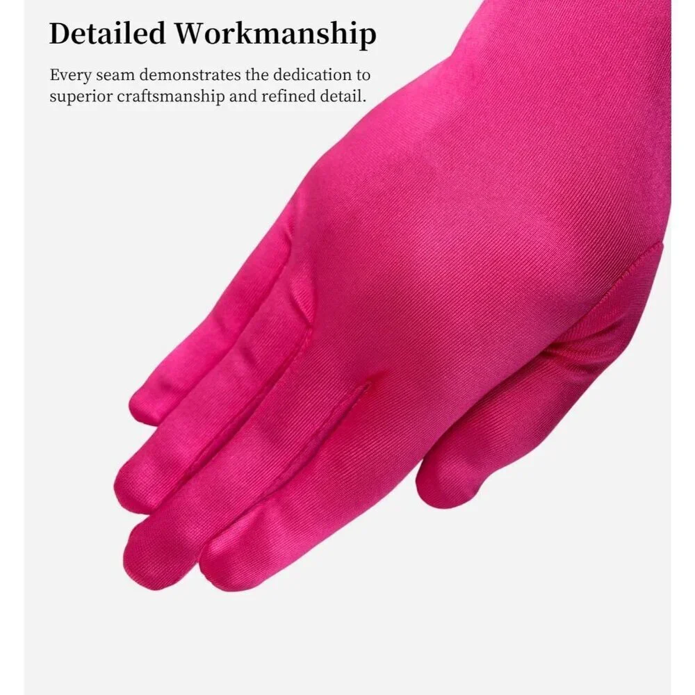 Women's Elbow Length Pink Long Satin Gloves Costume Princess Party Accessories